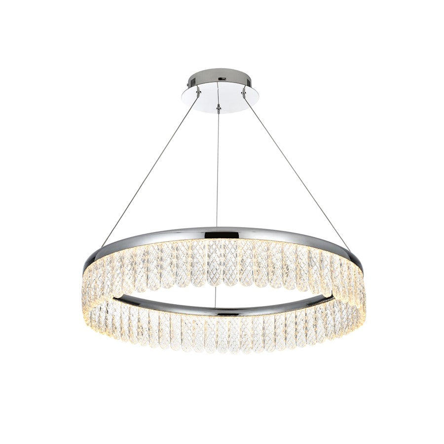 Elegant Lighting Rune 1 Light 24"L Chandelier, Chrome/Clear