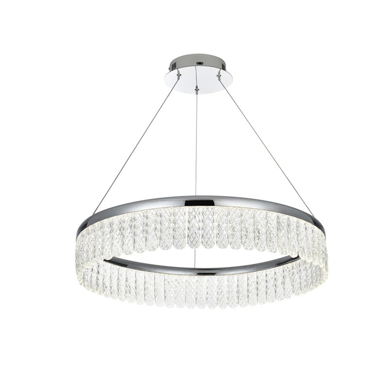 Elegant Lighting Rune 1 Light 24"L Chandelier, Chrome/Clear