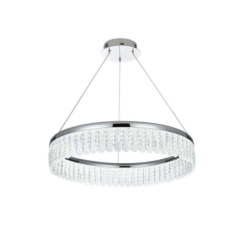 Elegant Lighting Rune 1 Light 24"L Chandelier, Chrome/Clear