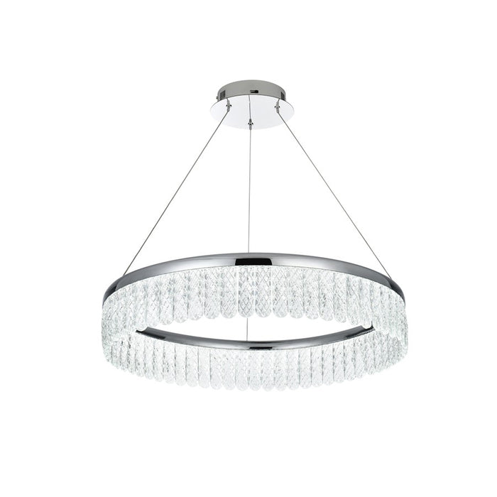 Elegant Lighting Rune 1 Light 24"L Chandelier, Chrome/Clear