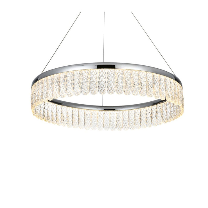 Elegant Lighting Rune 1 Light 24"L Chandelier, Chrome/Clear