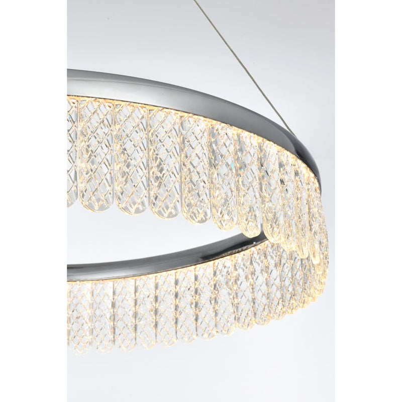 Elegant Lighting Rune 1 Light 24"L Chandelier, Chrome/Clear