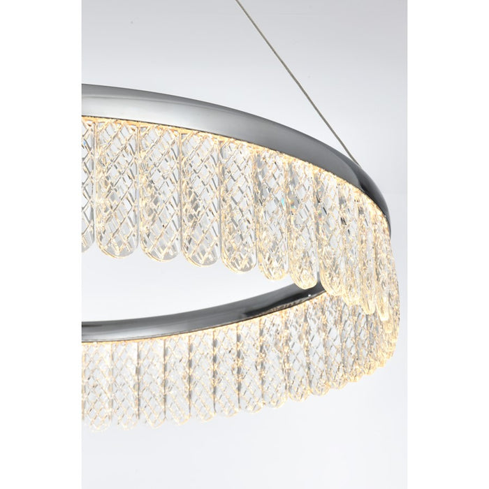 Elegant Lighting Rune 1 Light 24"L Chandelier, Chrome/Clear