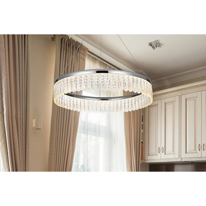 Elegant Lighting Rune 1 Light 24"L Chandelier, Chrome/Clear