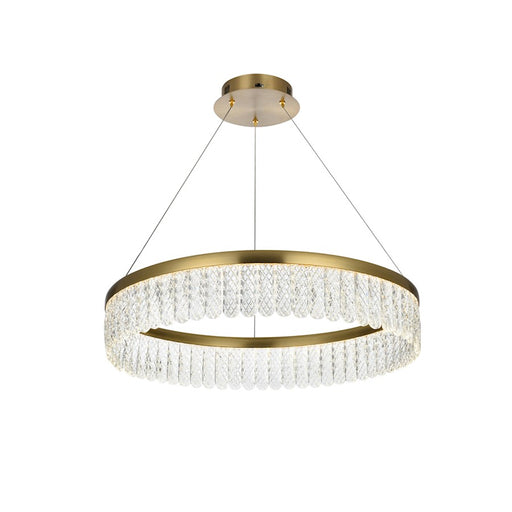 Elegant Lighting Rune 1 Light 24"L Chandelier, Satin Gold/Clear