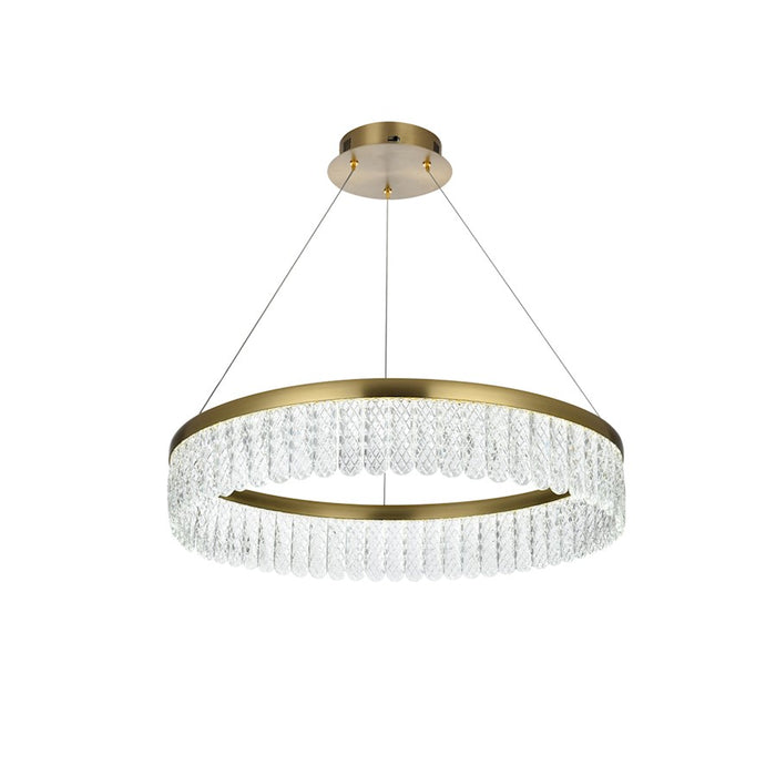 Elegant Lighting Rune 1 Light 24"L Chandelier, Satin Gold/Clear