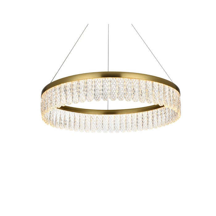 Elegant Lighting Rune 1 Light 24"L Chandelier, Satin Gold/Clear