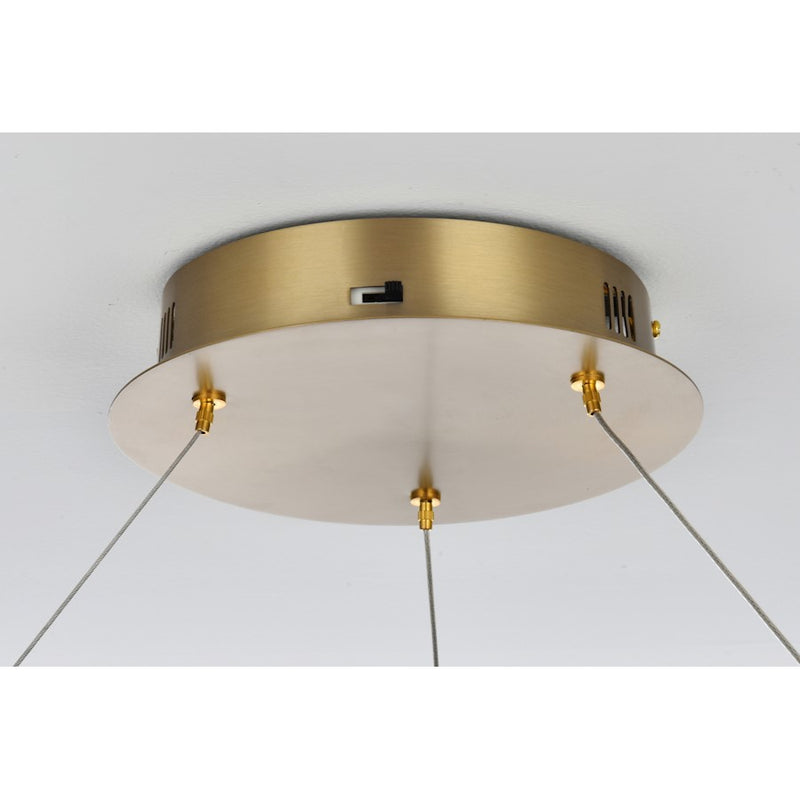 Elegant Lighting Rune 1 Light 24"L Chandelier, Satin Gold/Clear