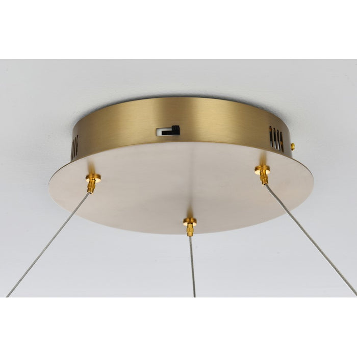 Elegant Lighting Rune 1 Light 24"L Chandelier, Satin Gold/Clear