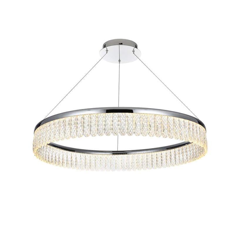 Elegant Lighting Rune 1 Light 32"L Chandelier, Chrome/Clear