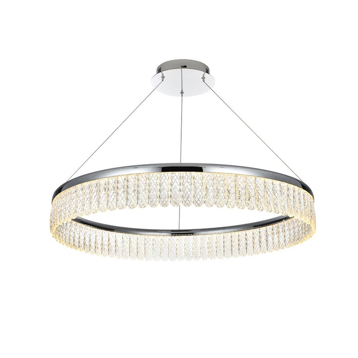 Elegant Lighting Rune 1 Light 32"L Chandelier, Chrome/Clear