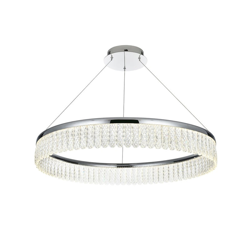 Elegant Lighting Rune 1 Light 32"L Chandelier, Chrome/Clear