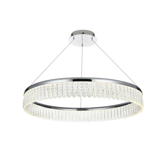 Elegant Lighting Rune 1 Light 32"L Chandelier, Chrome/Clear