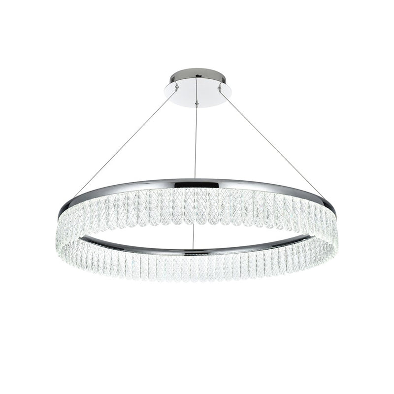 Elegant Lighting Rune 1 Light 32"L Chandelier, Chrome/Clear