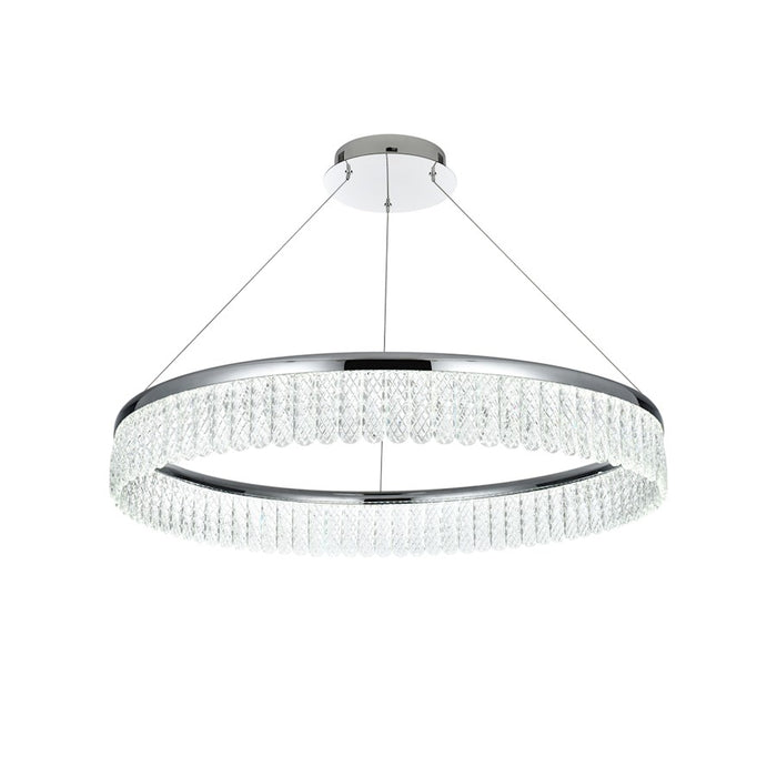 Elegant Lighting Rune 1 Light 32"L Chandelier, Chrome/Clear
