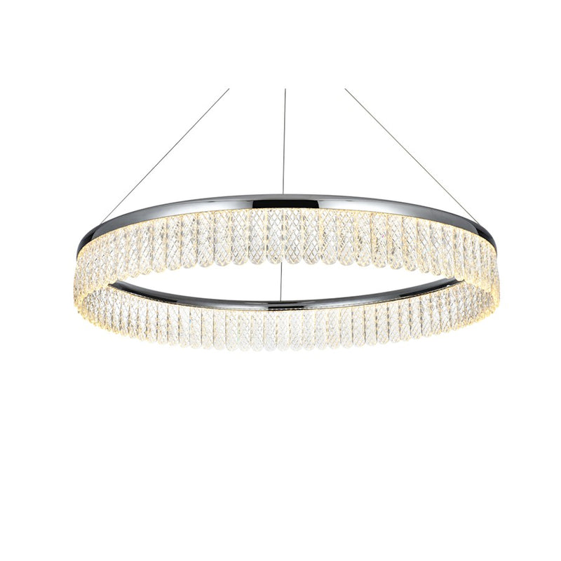 Elegant Lighting Rune 1 Light 32"L Chandelier, Chrome/Clear