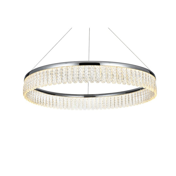 Elegant Lighting Rune 1 Light 32"L Chandelier, Chrome/Clear