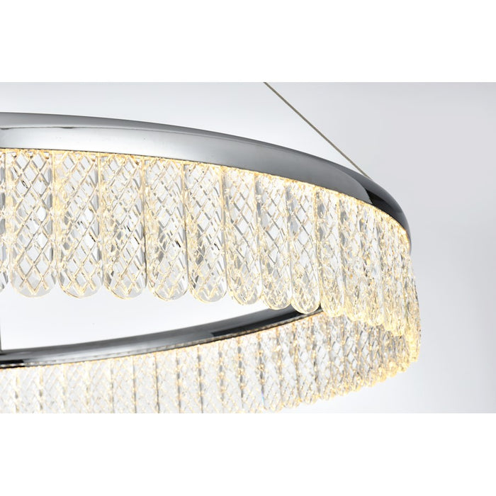 Elegant Lighting Rune 1 Light 32"L Chandelier, Chrome/Clear
