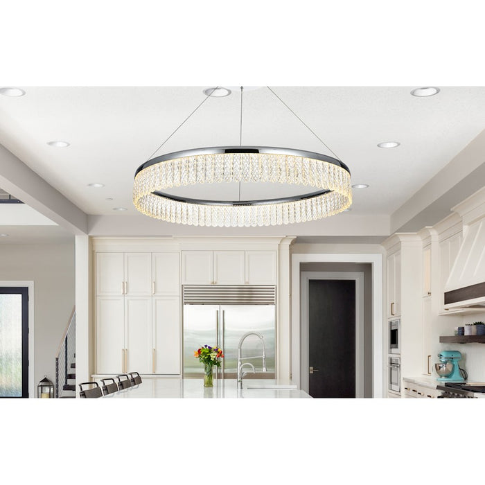 Elegant Lighting Rune 1 Light 32"L Chandelier, Chrome/Clear