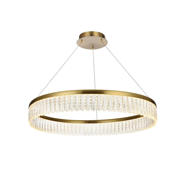 Elegant Lighting Rune 1 Light 32"L Chandelier, Satin Gold/Clear