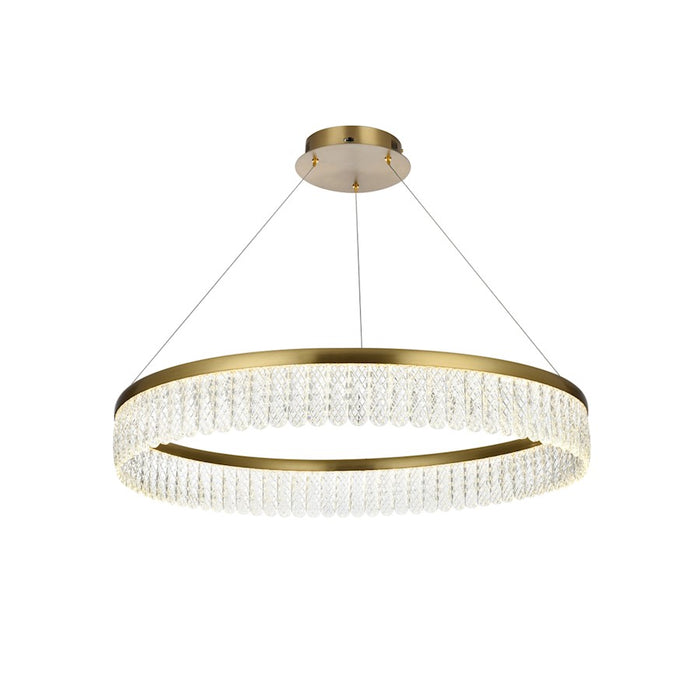 Elegant Lighting Rune 1 Light 32"L Chandelier, Satin Gold/Clear
