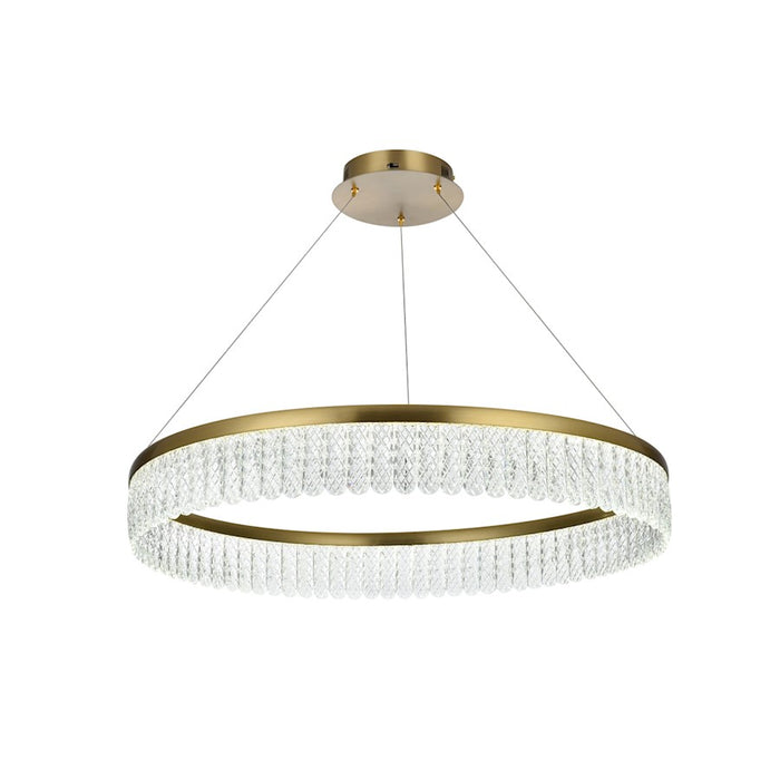 Elegant Lighting Rune 1 Light 32"L Chandelier, Satin Gold/Clear