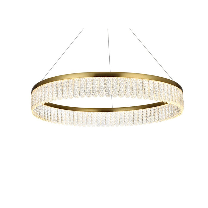 Elegant Lighting Rune 1 Light 32"L Chandelier, Satin Gold/Clear