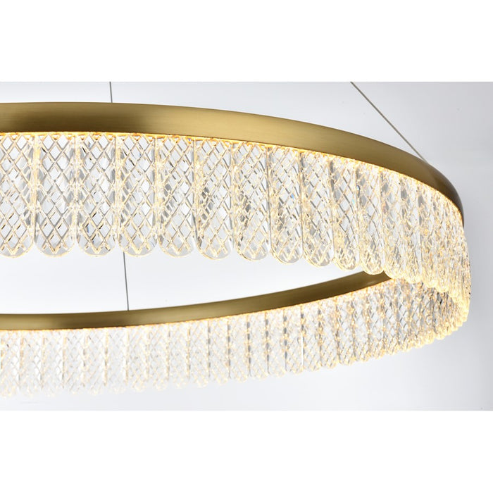 Elegant Lighting Rune 1 Light 32"L Chandelier, Satin Gold/Clear