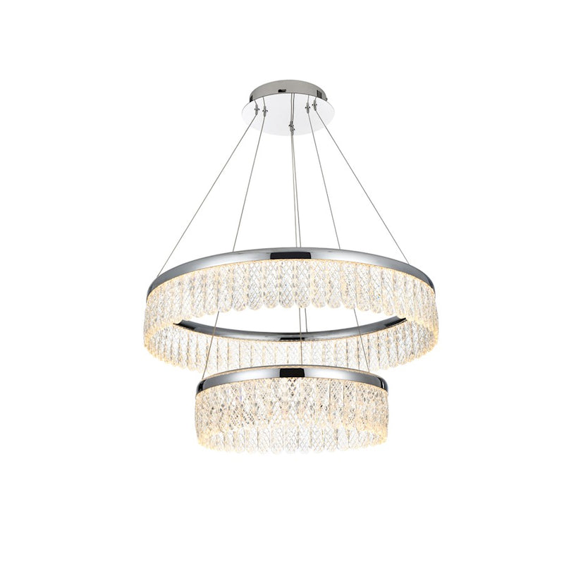 Elegant Lighting Rune 2 Light 24" Chandelier, Chrome/Clear