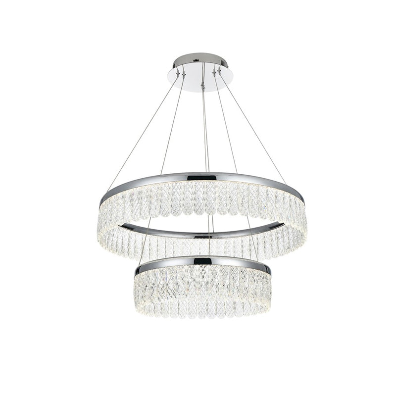 Elegant Lighting Rune 2 Light 24" Chandelier, Chrome/Clear