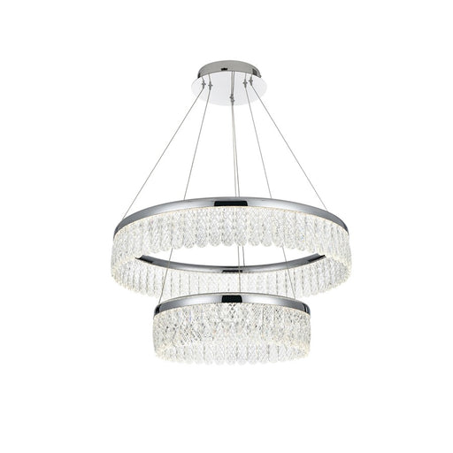 Elegant Lighting Rune 2 Light 24" Chandelier, Chrome/Clear