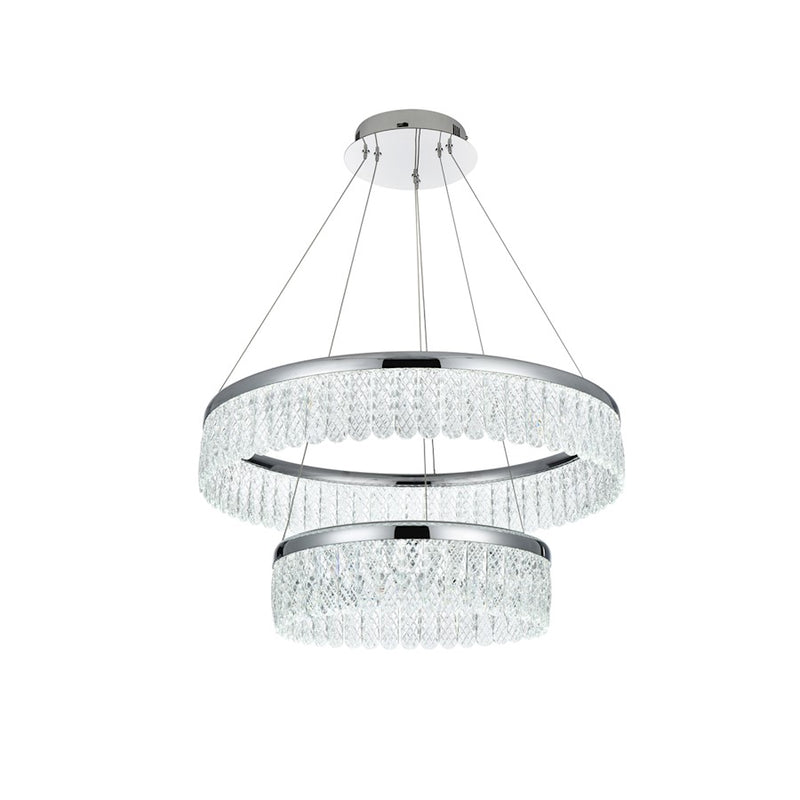 Elegant Lighting Rune 2 Light 24" Chandelier, Chrome/Clear
