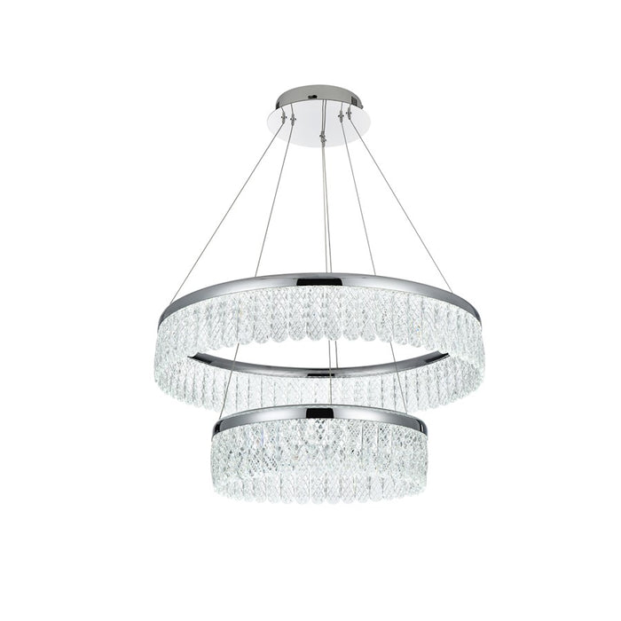 Elegant Lighting Rune 2 Light 24" Chandelier, Chrome/Clear