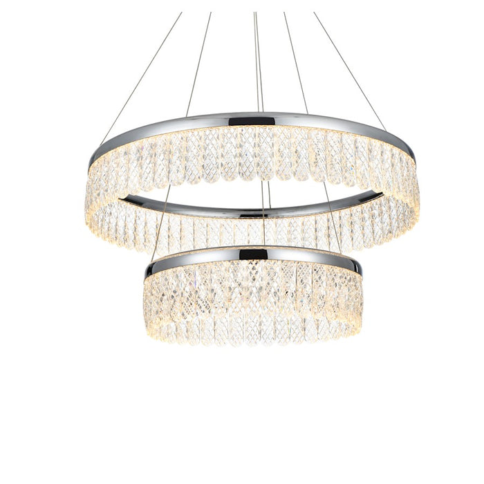Elegant Lighting Rune 2 Light 24" Chandelier, Chrome/Clear