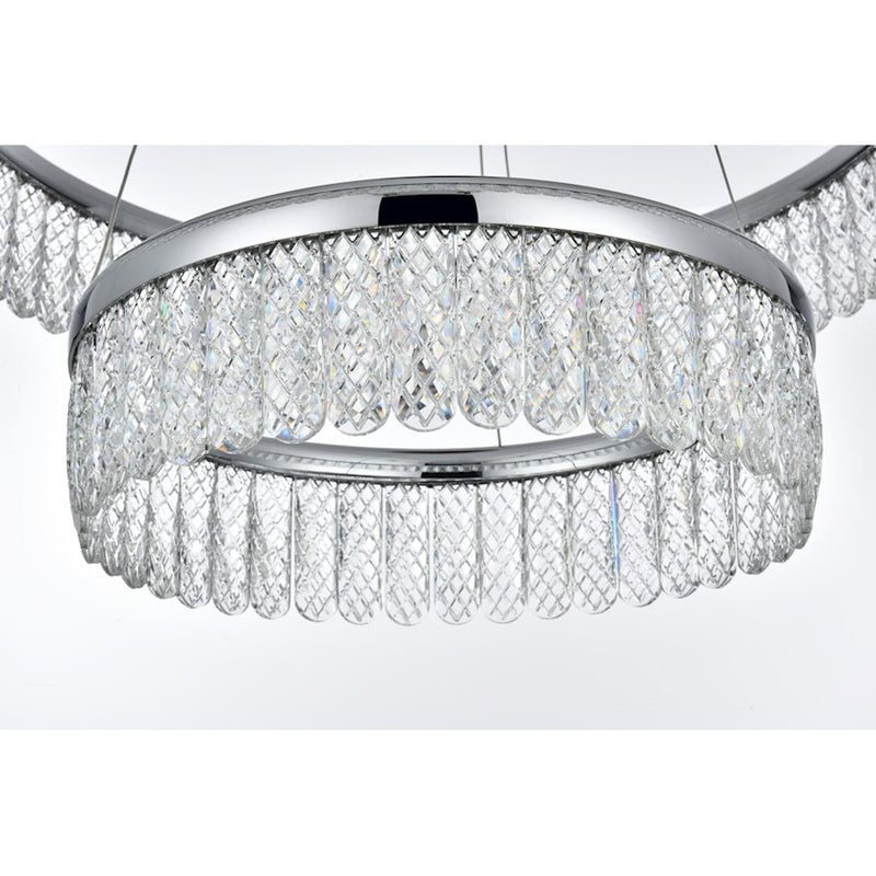 Elegant Lighting Rune 2 Light 24" Chandelier, Chrome/Clear