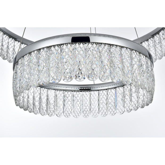 Elegant Lighting Rune 2 Light 24" Chandelier, Chrome/Clear