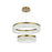 Elegant Lighting Rune 2 Light 24" Chandelier, Satin Gold/Clear