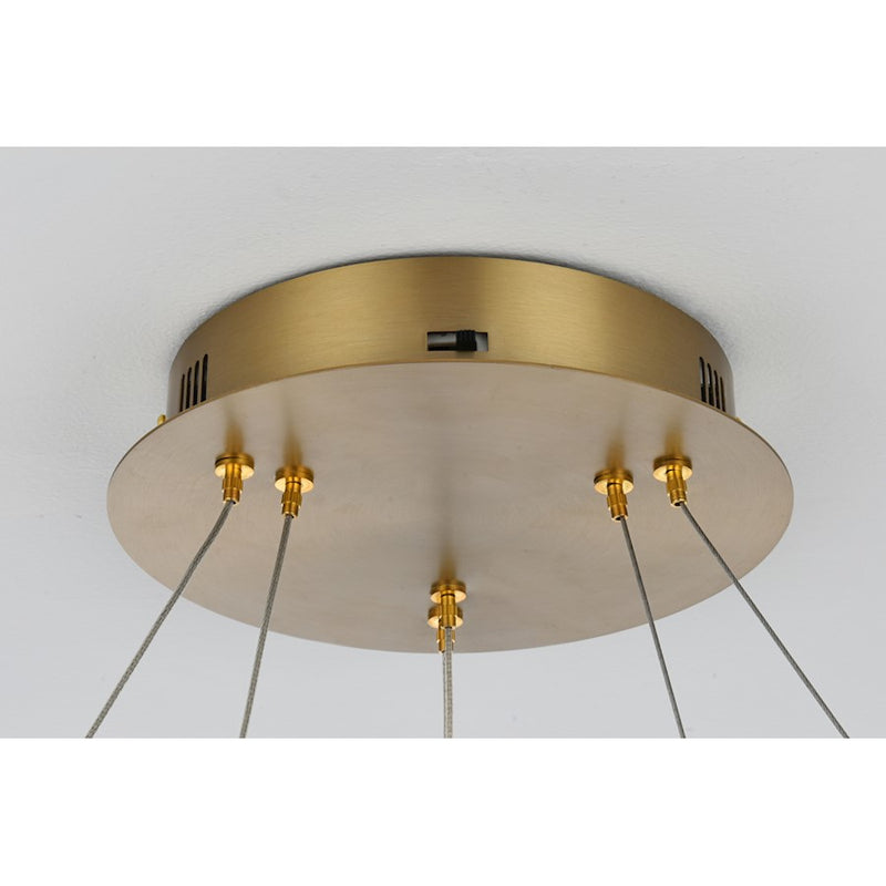 Elegant Lighting Rune 2 Light 24" Chandelier, Satin Gold/Clear