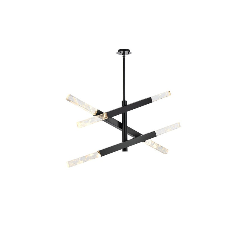 Elegant Lighting Ari 6 Light 48" Pendant, Black/Clear