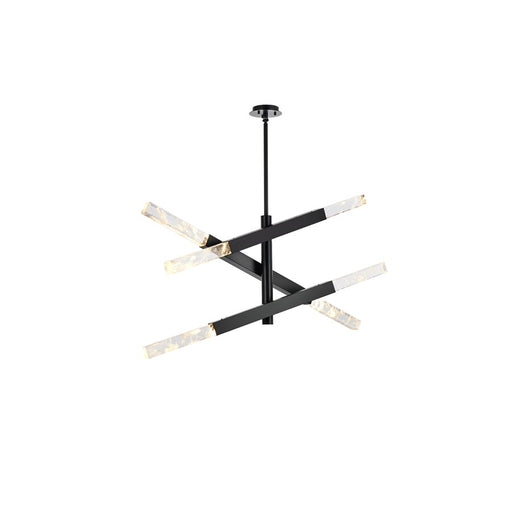 Elegant Lighting Ari 6 Light 48" Pendant, Black/Clear - 2085L3BK