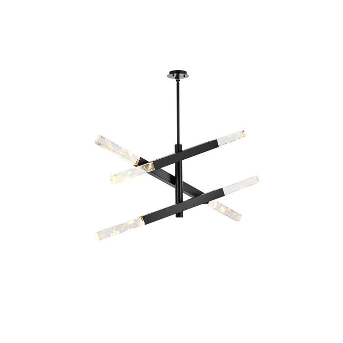 Elegant Lighting Ari 6 Light 48" Pendant, Black/Clear - 2085L3BK