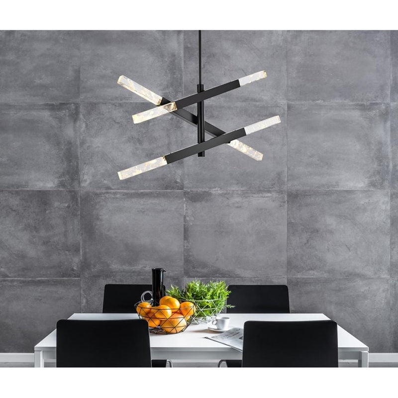 Elegant Lighting Ari 6 Light 48" Pendant, Black/Clear