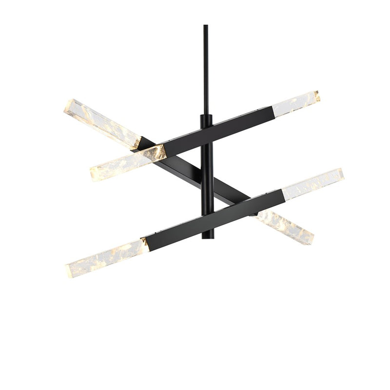 Elegant Lighting Ari 6 Light 48" Pendant, Black/Clear