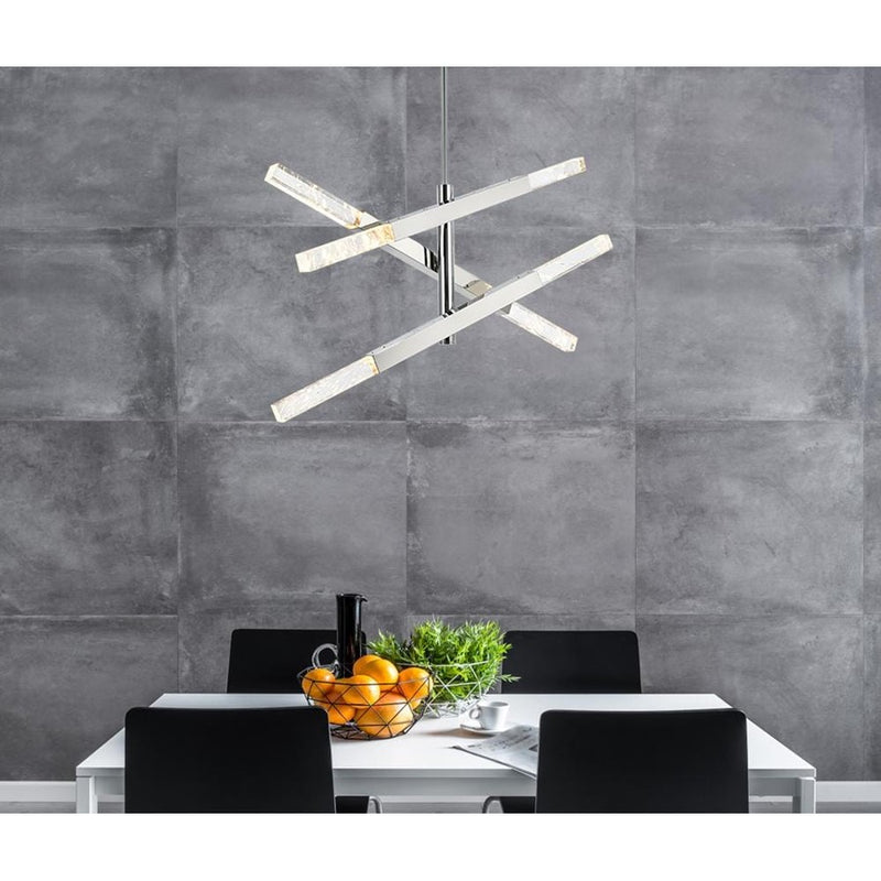 Elegant Lighting Ari 6 Light 48" Pendant, Chrome/Clear