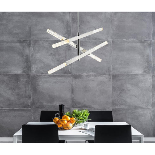 Elegant Lighting Ari 6 Light 48" Pendant, Chrome/Clear