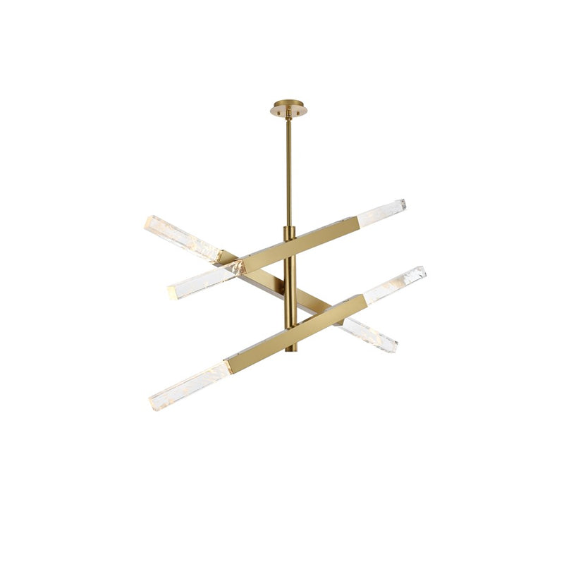 Elegant Lighting Ari 6 Light 48" Pendant, Satin Gold/Clear