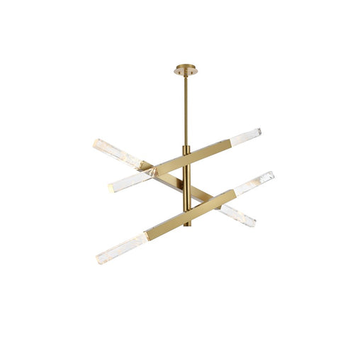 Elegant Lighting Ari 6 Light 48" Pendant, Satin Gold/Clear - 2085L3SG