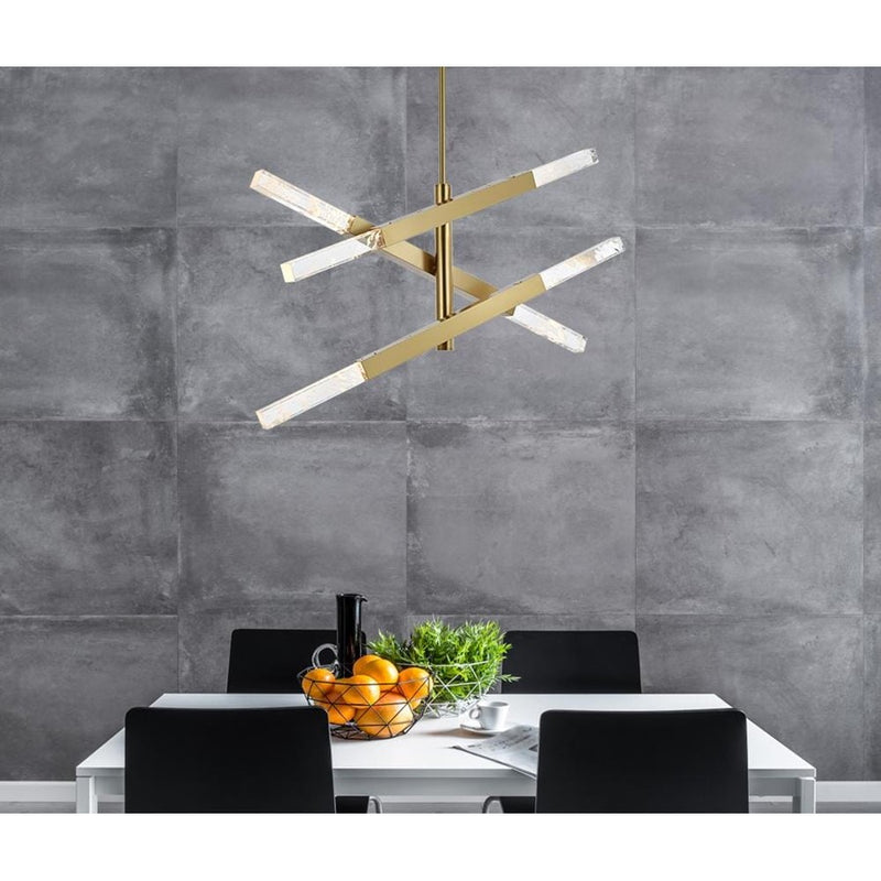 Elegant Lighting Ari 6 Light 48" Pendant, Satin Gold/Clear