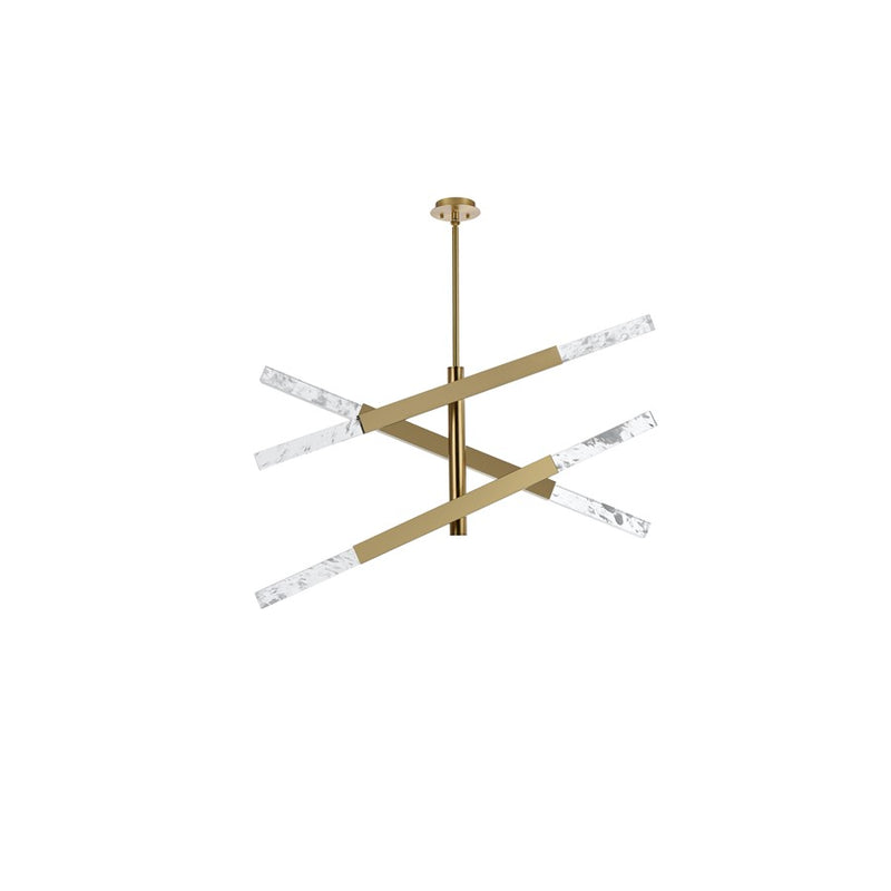 Elegant Lighting Ari 6 Light 48" Pendant, Satin Gold/Clear