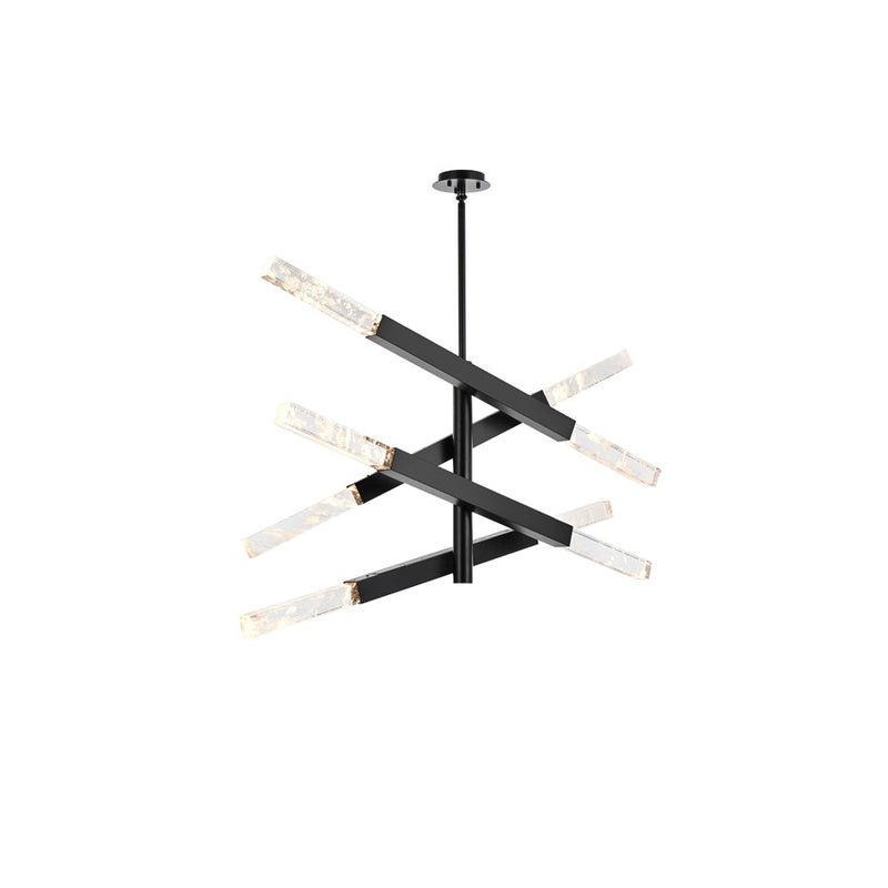 Elegant Lighting Ari 8 Light 48" Pendant, Black/Clear